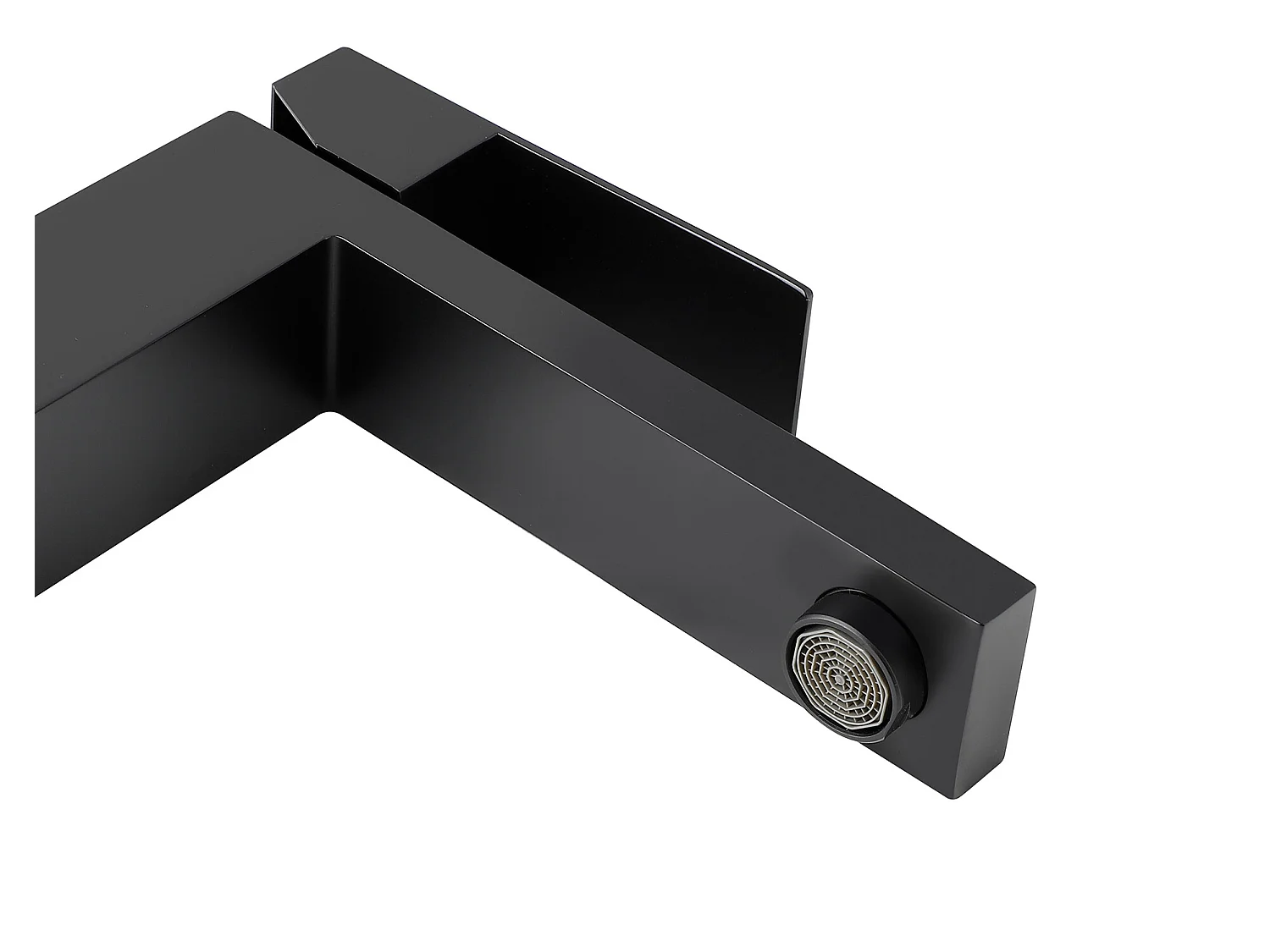 Mechanische mengkraan met vierkante vorm van geborsteld roestvrij staal - Mat zwart, H31 cm - CANILAS