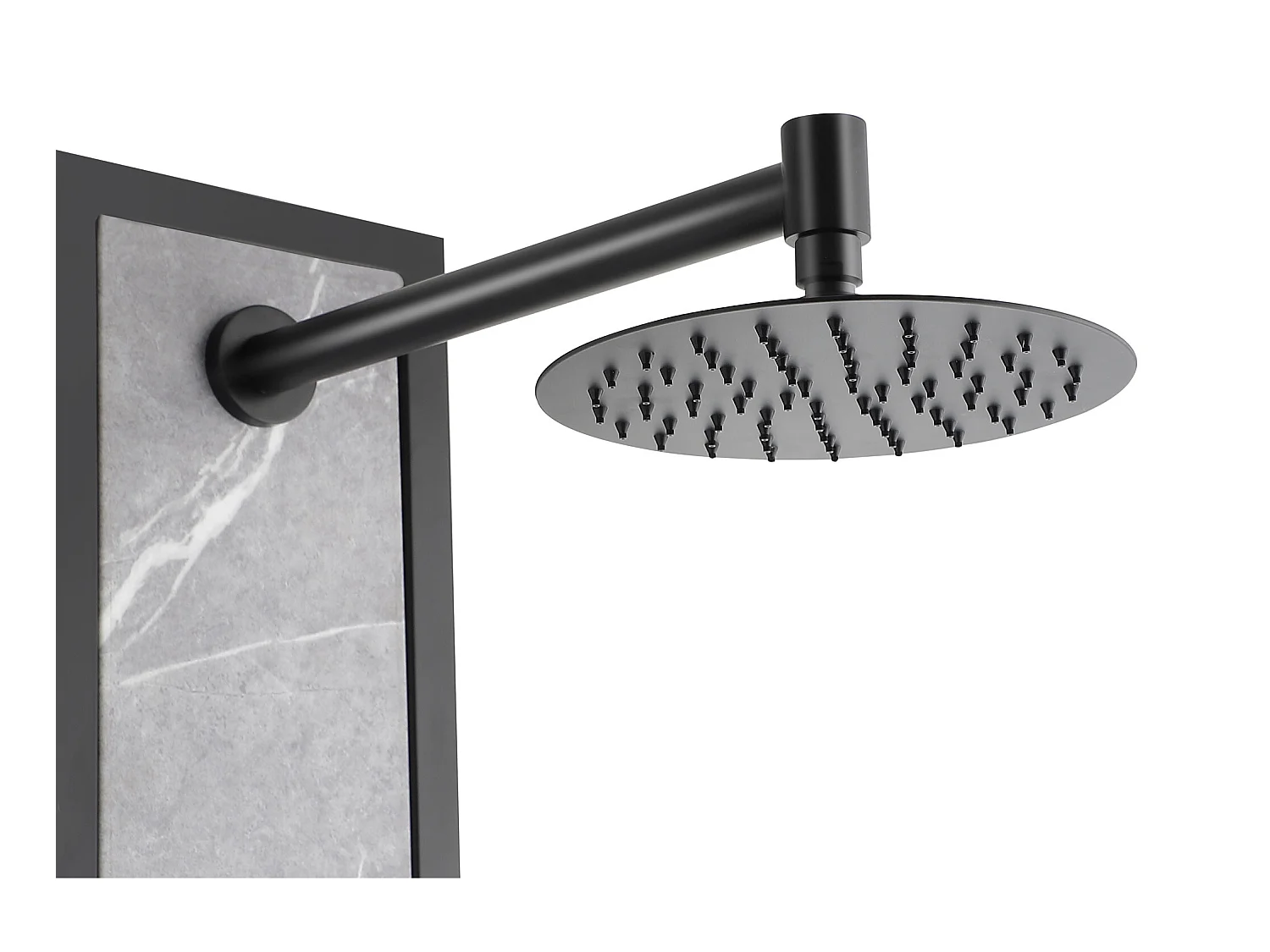 Columna de ducha hidromasaje negra con decoración de piedra - Alt. 127 x Ancho 48,5 cm - LETIYA