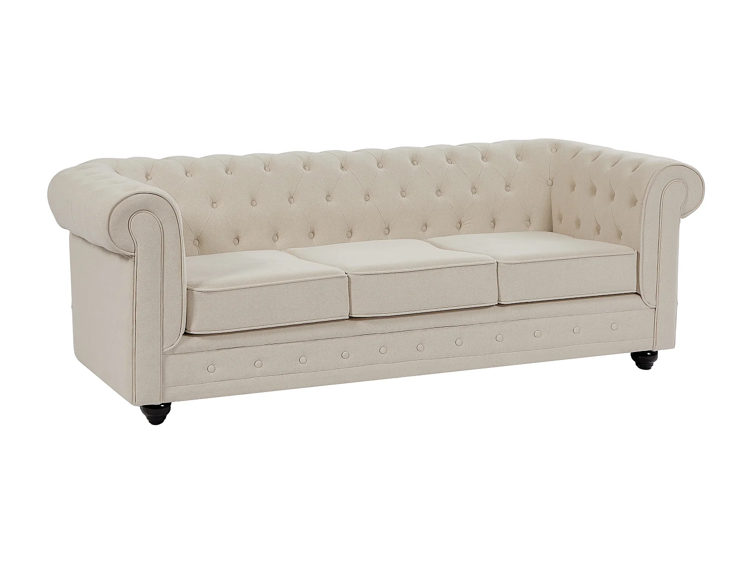 Divano 3 posti in Tessuto Beige CHESTERFIELD