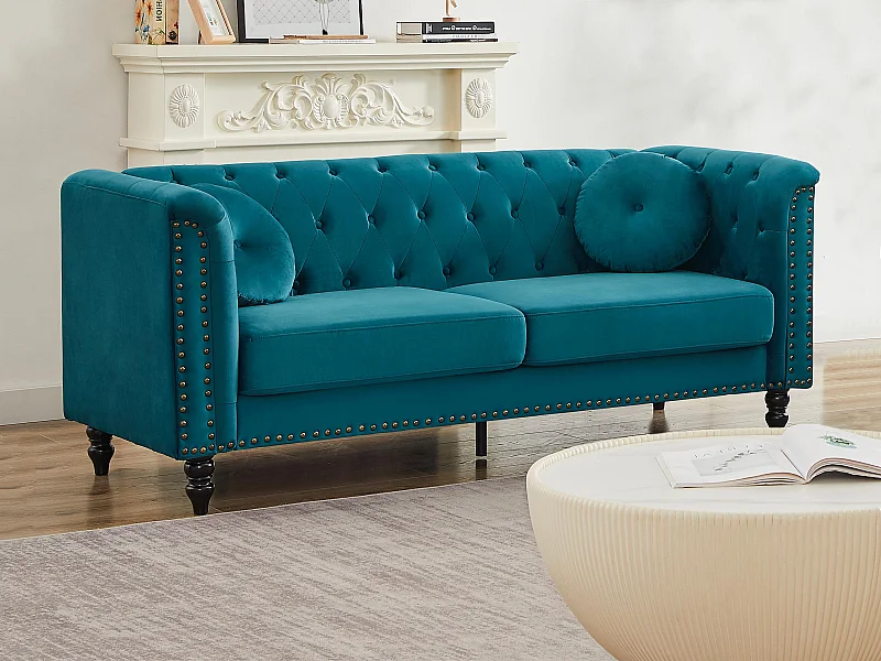 Sofa 3-Sitzer - Samt - Grünblau - TURNER