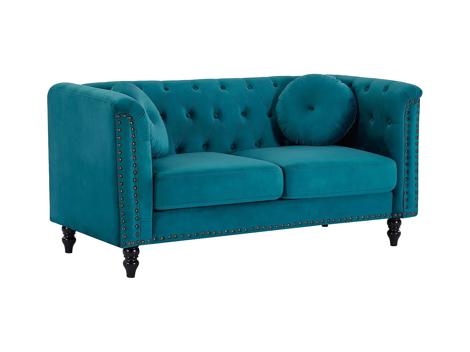 Kanapa 2 os. z weluru – kolor morski TURNER