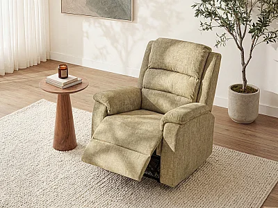 Elektrische relaxfauteuil van taupe stof NEVERS