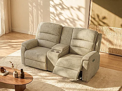 Relaxsofa elektrisch 2-Sitzer - Stoff - Taupe - NEVERS