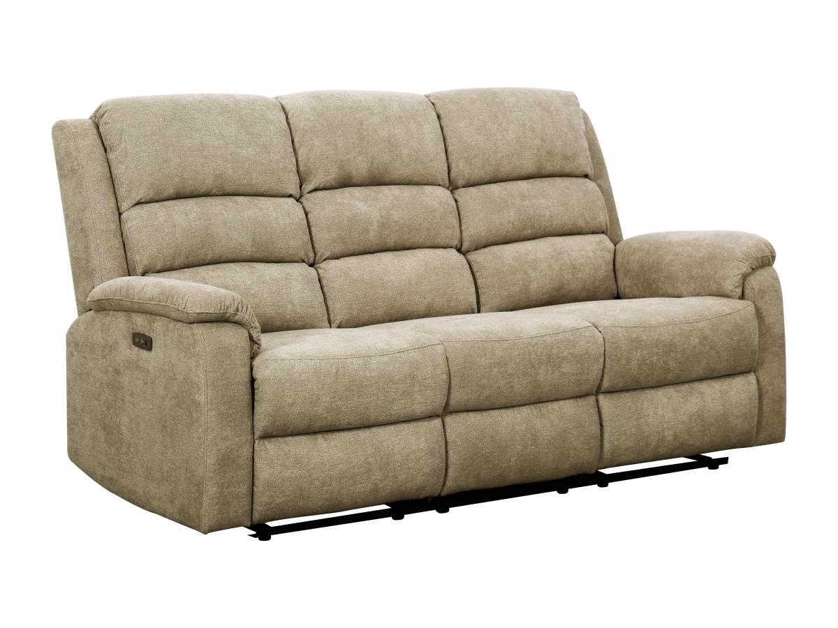 Relaxsofa elektrisch 3-Sitzer - Stoff - Taupe - NEVERS günstig online kaufen