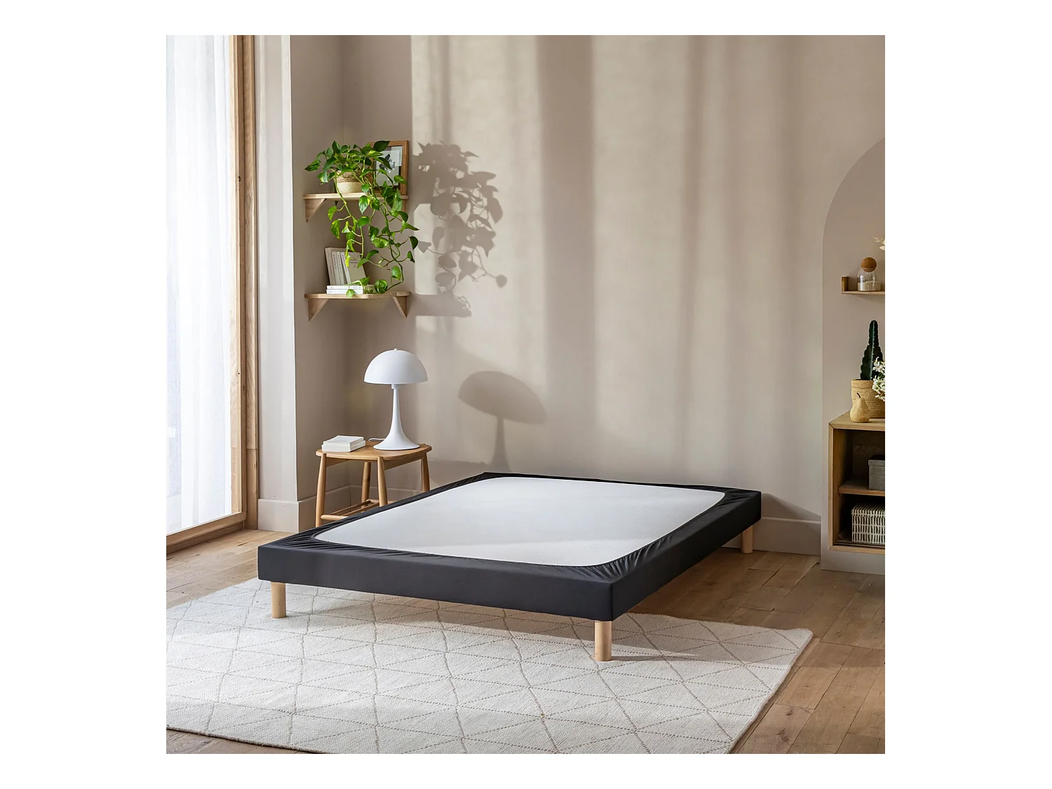 Cache-sommier coton jersey noir 100x190 à 110x200