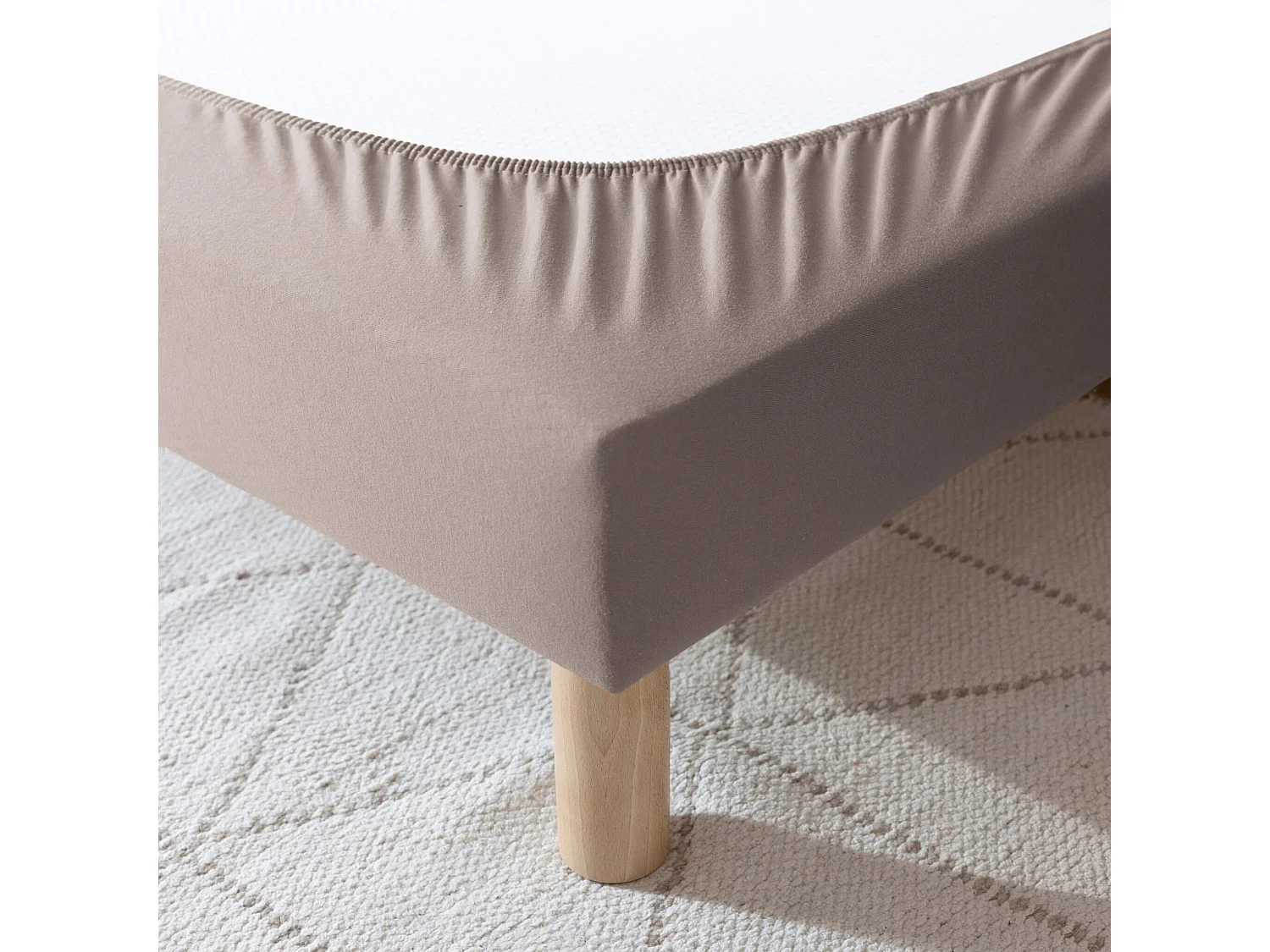 Cache-sommier coton jersey taupe 130x200