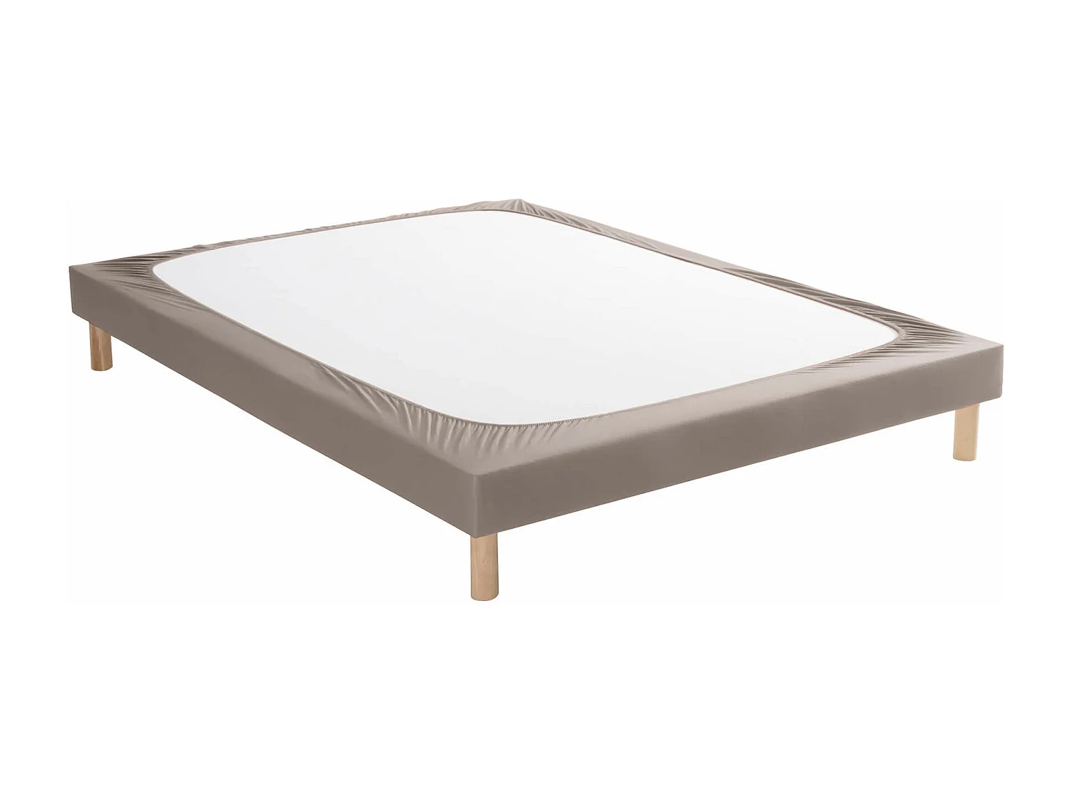 Cache-sommier coton jersey taupe 130x200