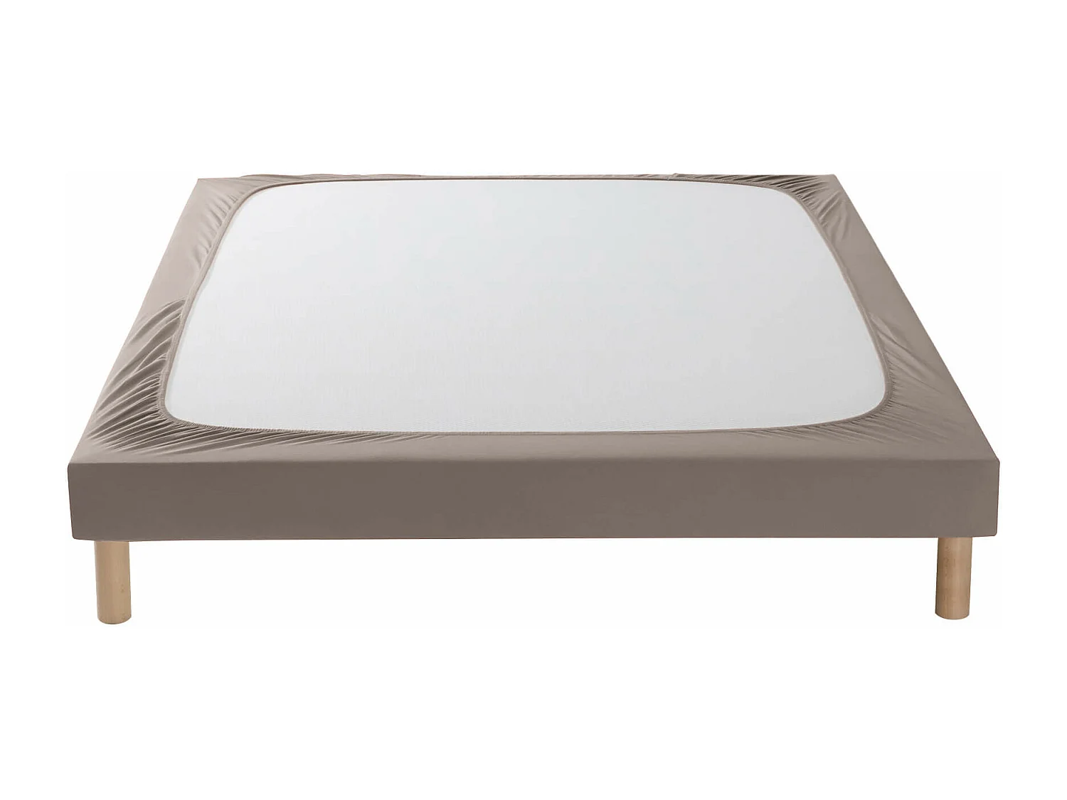 Cache-sommier coton jersey taupe 160x190