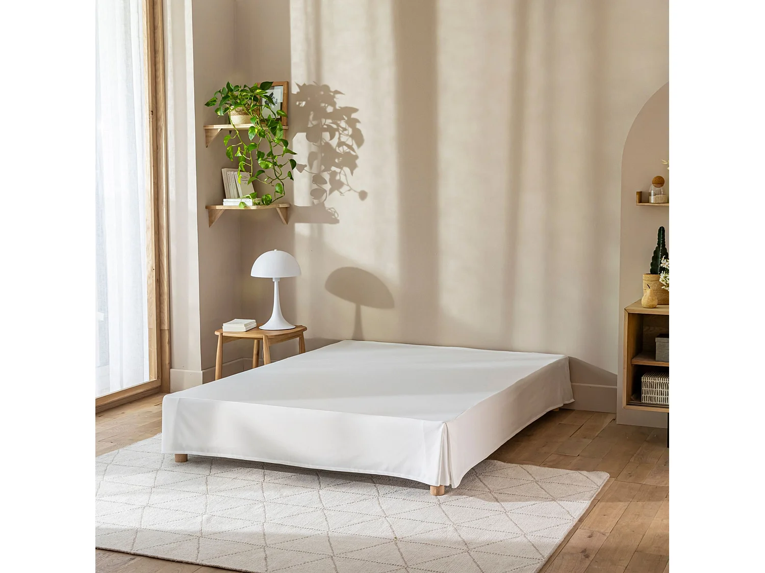 Cache-sommier intégral écru 140x190