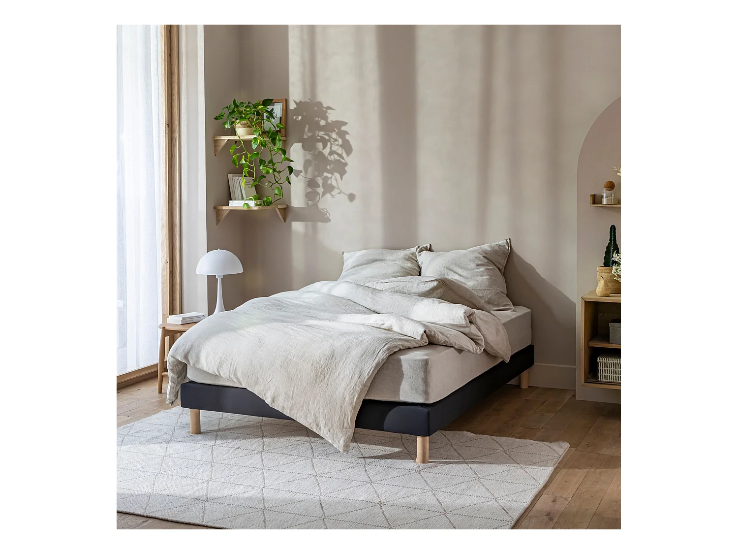 Cache-sommier coton jersey noir 140x190 à 150x200