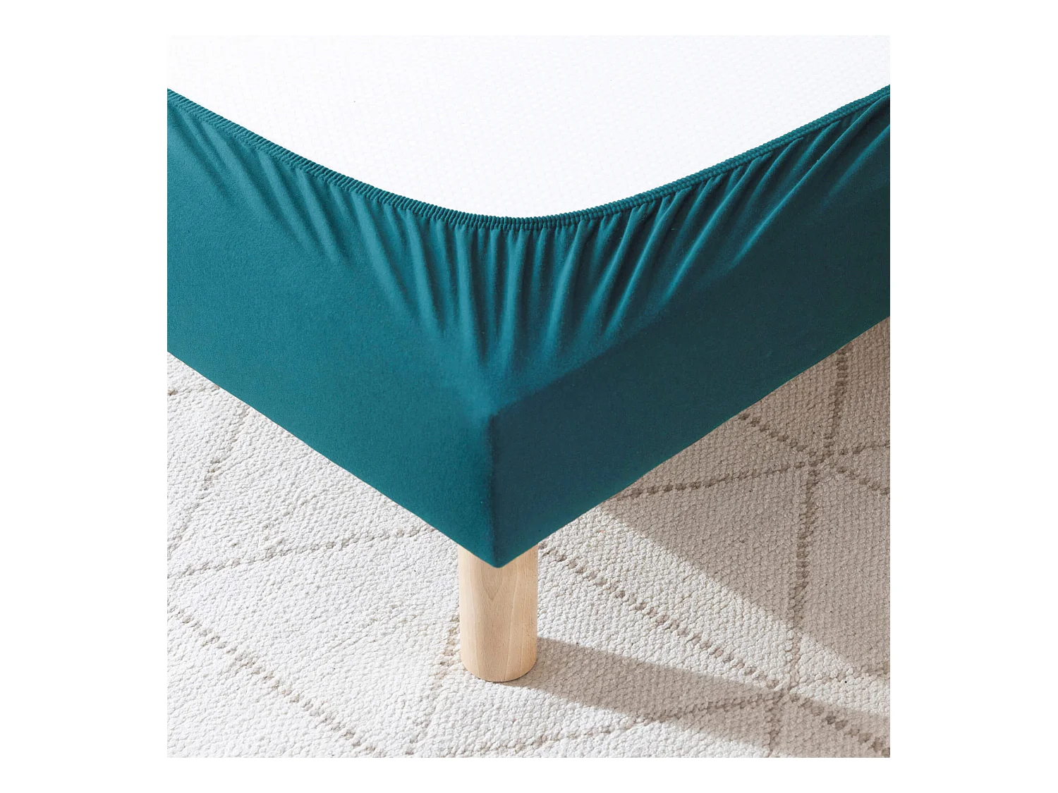 Cache-sommier coton jersey bleu canard 110x200