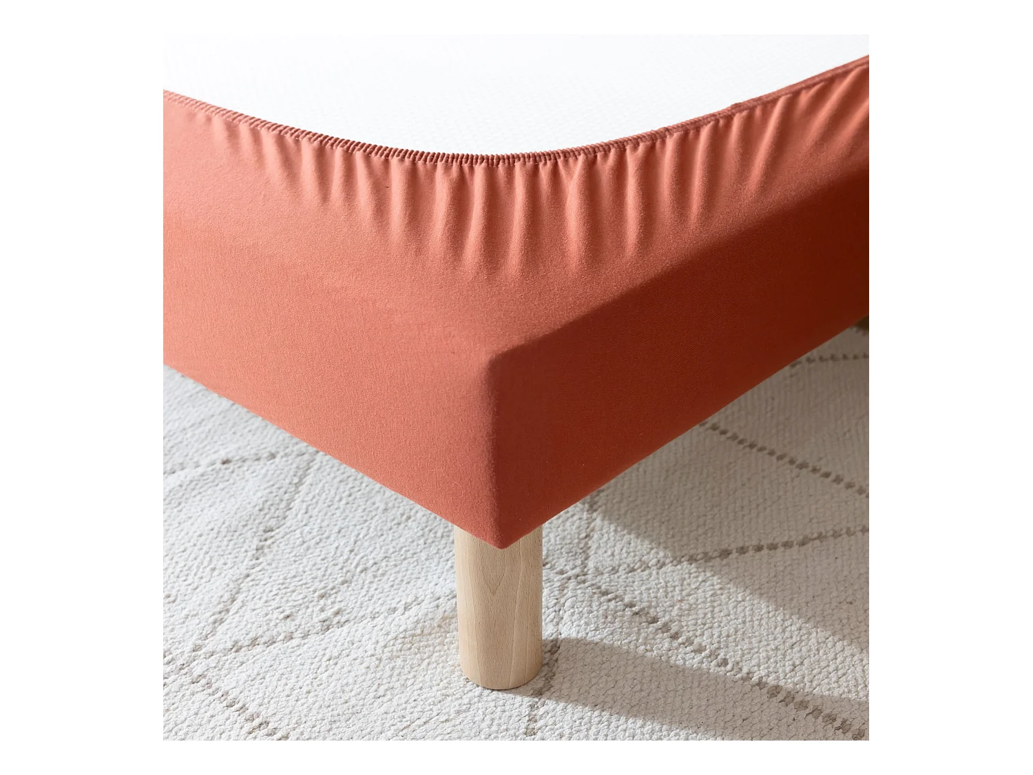 Cache-sommier coton jersey terre de sienne 90x200