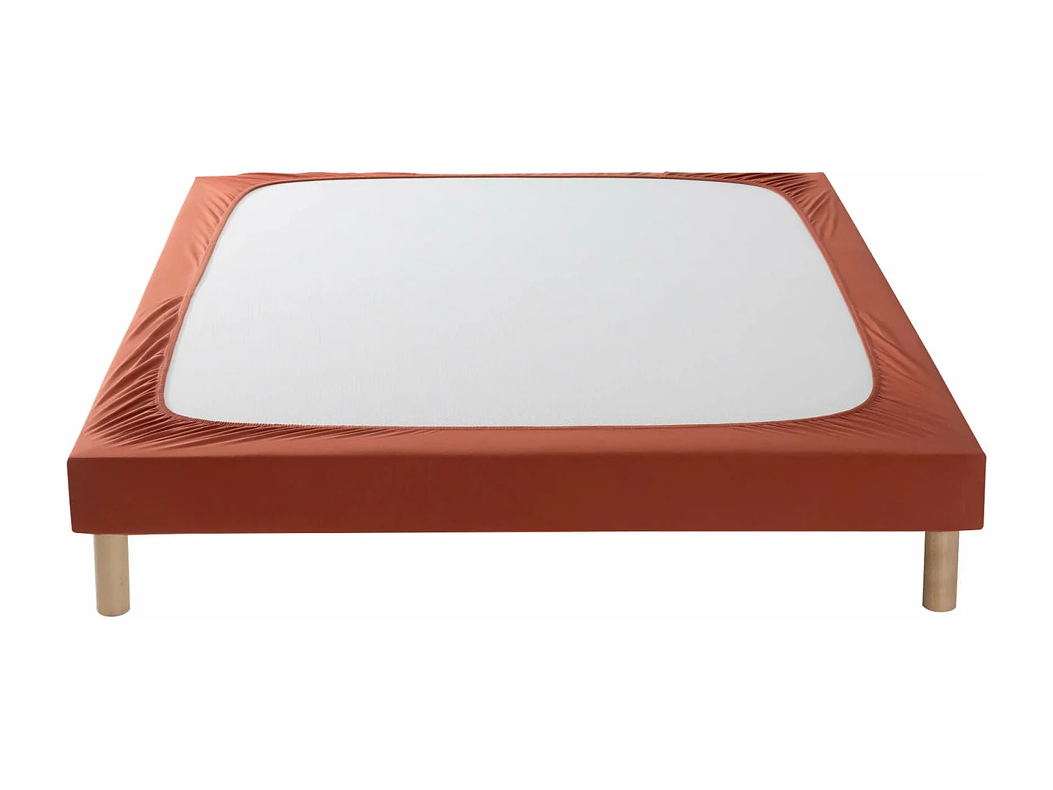 Cache-sommier coton jersey terre de sienne 70x190 à 80x200