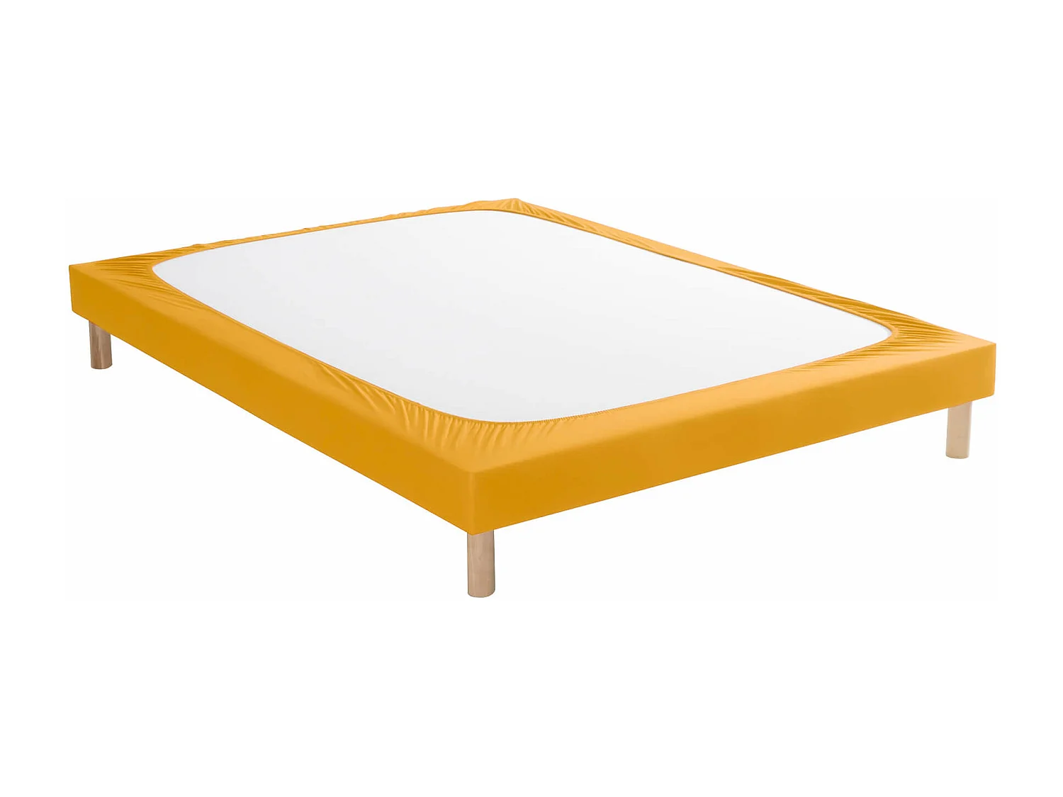 Cache-sommier coton jersey jaune moutarde 140x200