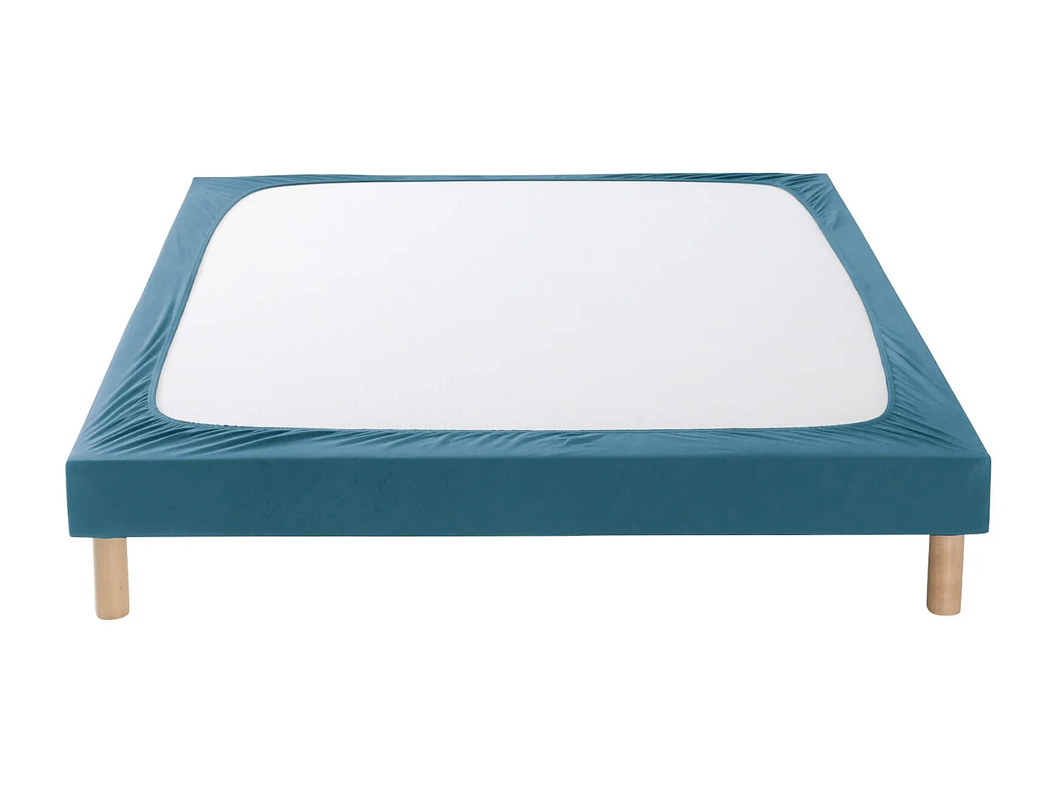 Cache-sommier coton jersey bleu océan 140x200