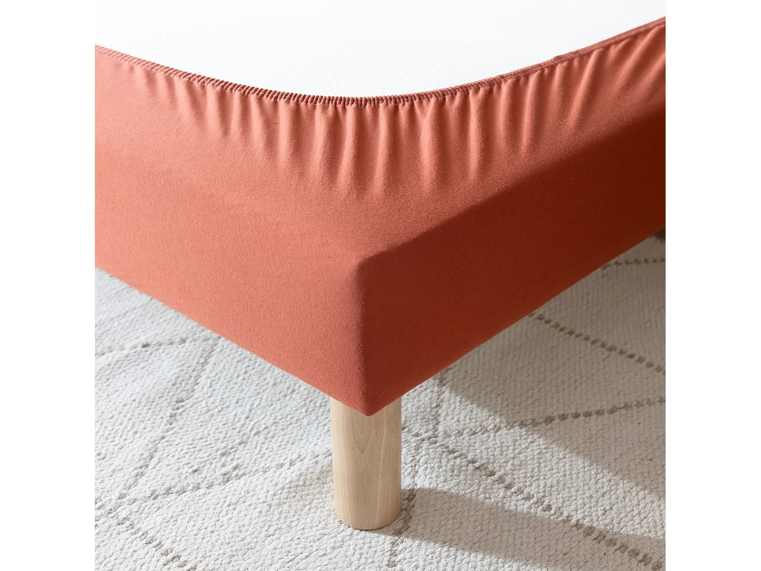 Cache-sommier coton jersey terre de sienne 130x190