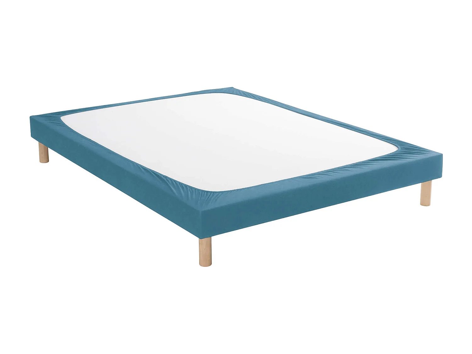 Cache-sommier coton jersey bleu océan 80x200