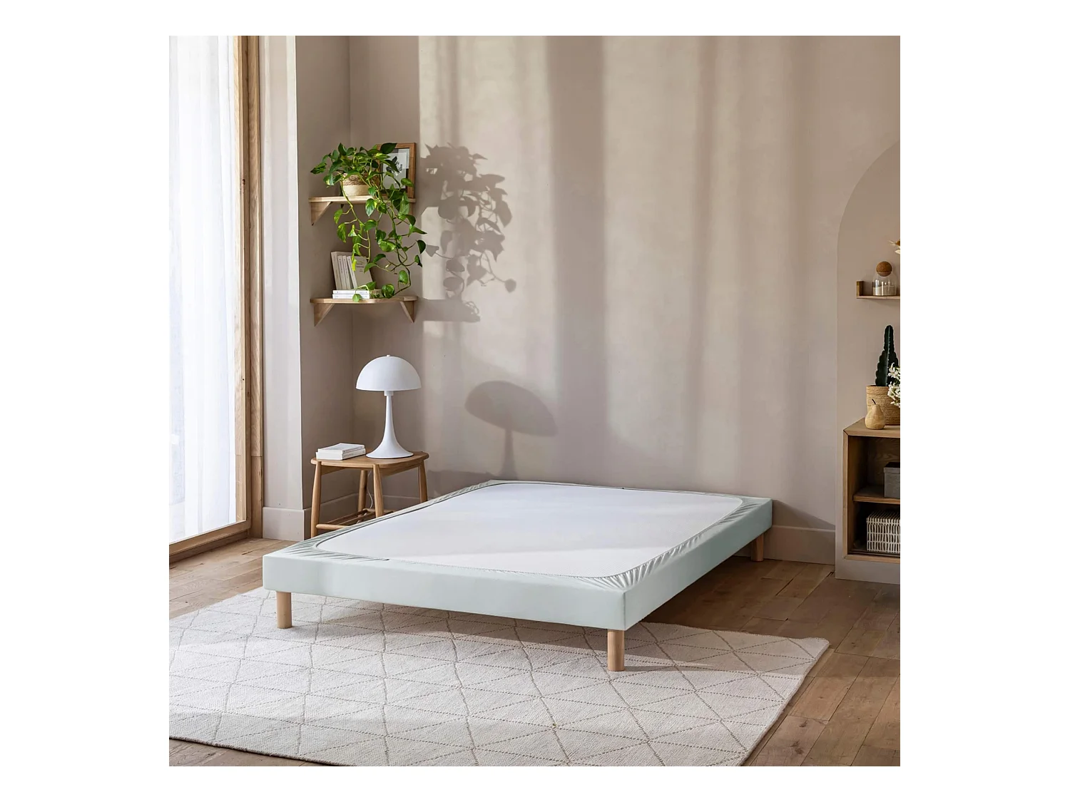 Cache-sommier coton jersey gris 100x190 à 110x200