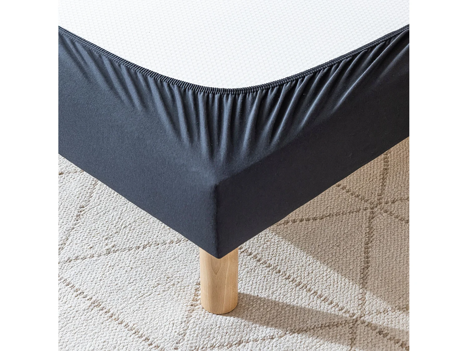 Cache-sommier coton jersey noir 180x190