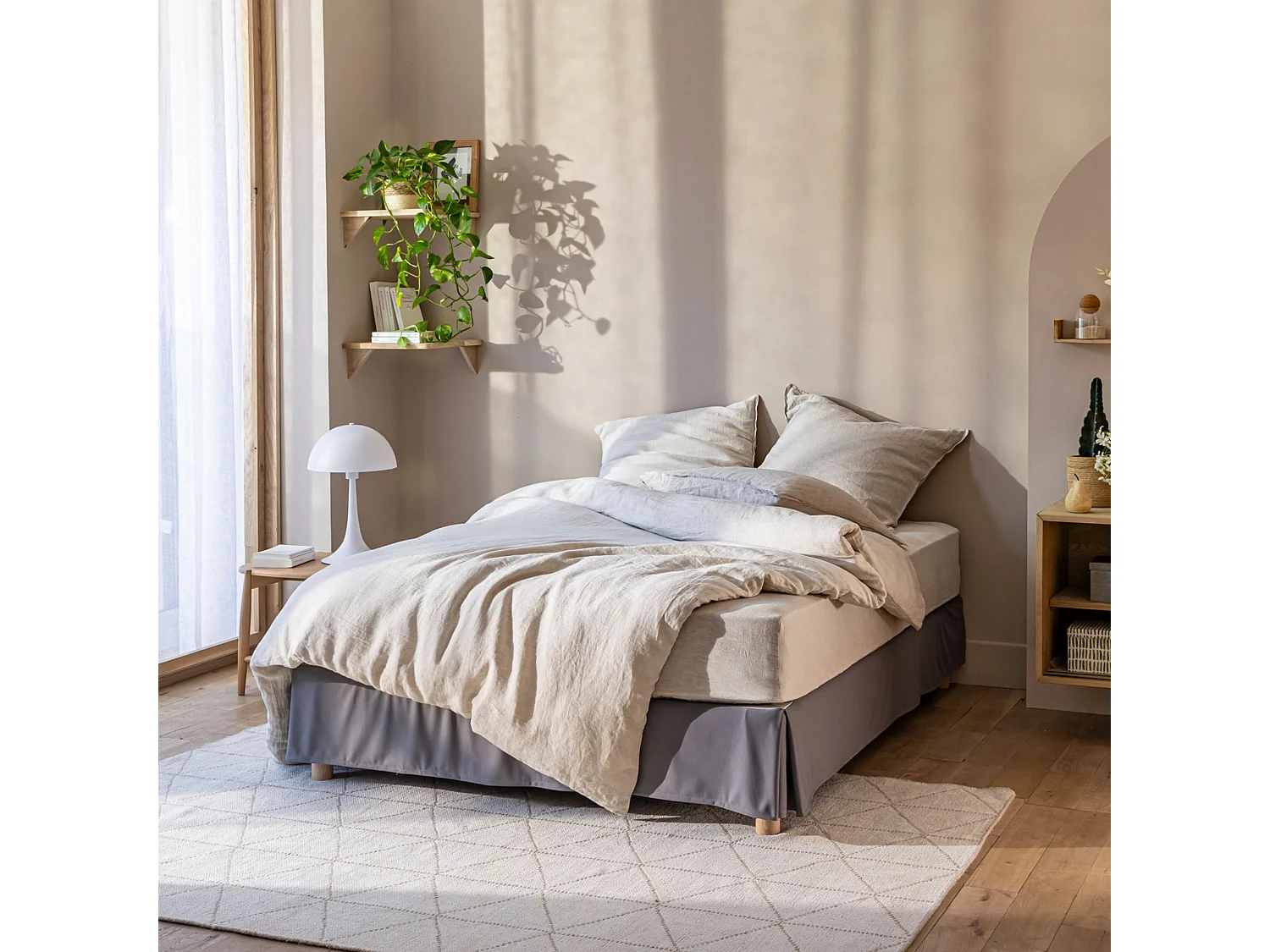 Cache-sommier intégral gris ardoise 140x190