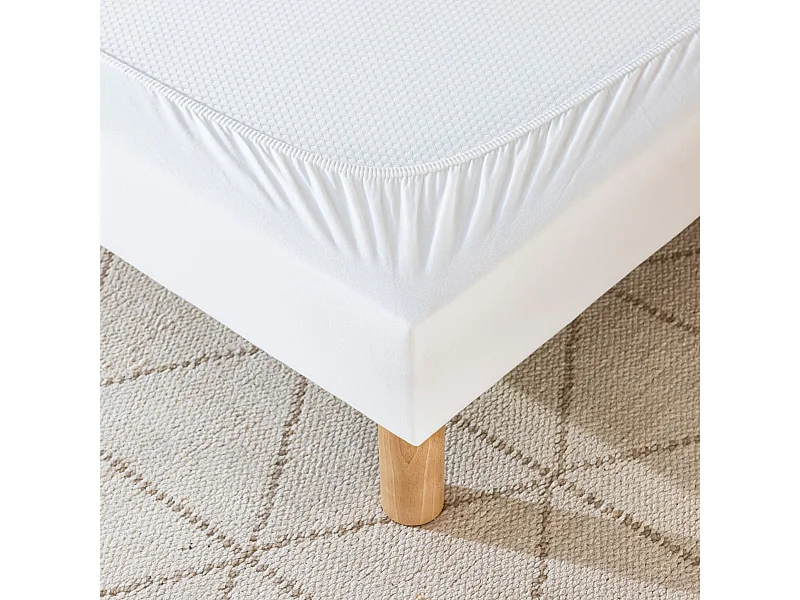 Cache-sommier coton jersey blanc 70x190 à 80x200