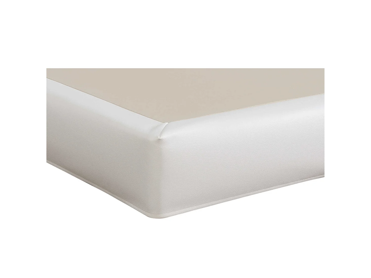 Cache-sommier intégral simili cuir neige 90x190