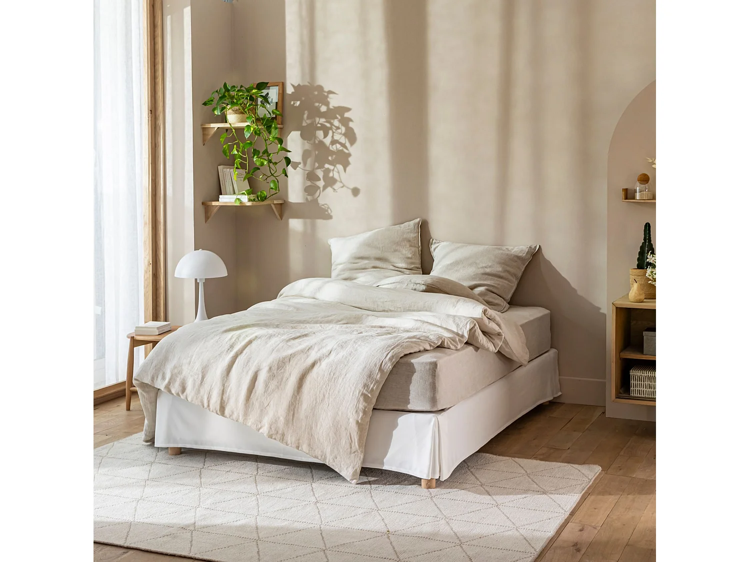 Cache-sommier intégral écru 160x200