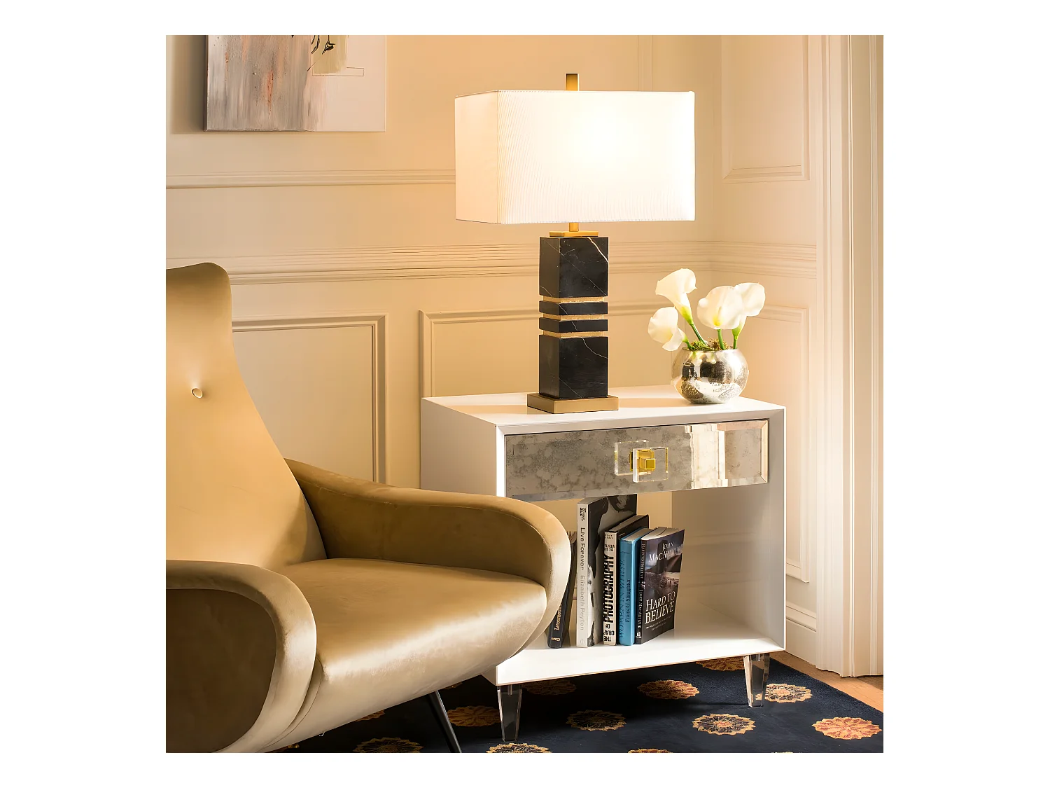 Lampe de table Noir et or 25 X 41 X 69.85 cm - Wanita