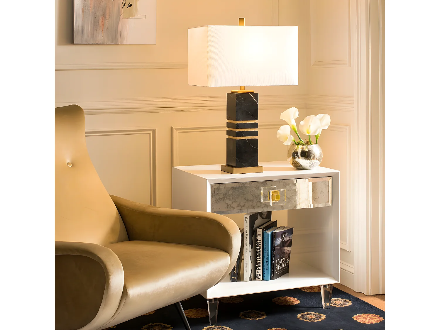 Lampe de table Noir et or 25 X 41 X 69.85 cm - Wanita