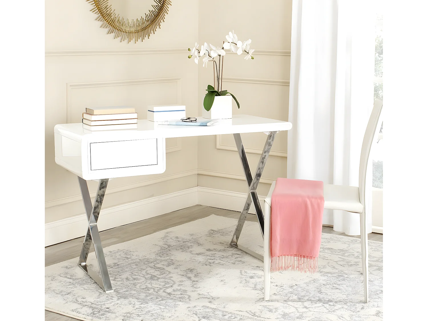 Bureau Blanc et chrome 50 X 110 X 74.93 cm - Litha