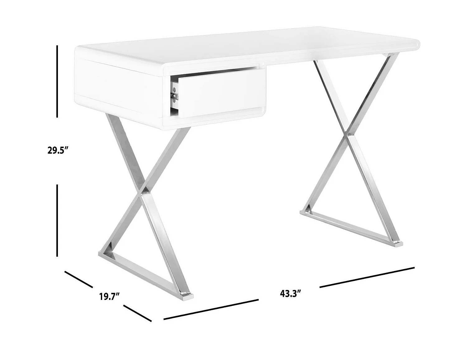 Bureau Blanc et chrome 50 X 110 X 74.93 cm - Litha