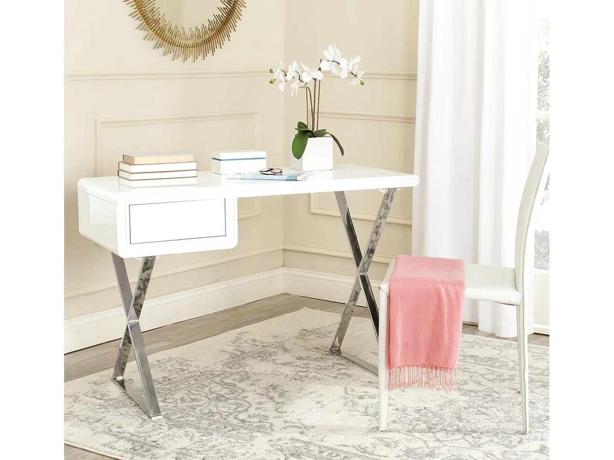 Bureau Blanc et chrome 50 X 110 X 74.93 cm - Litha
