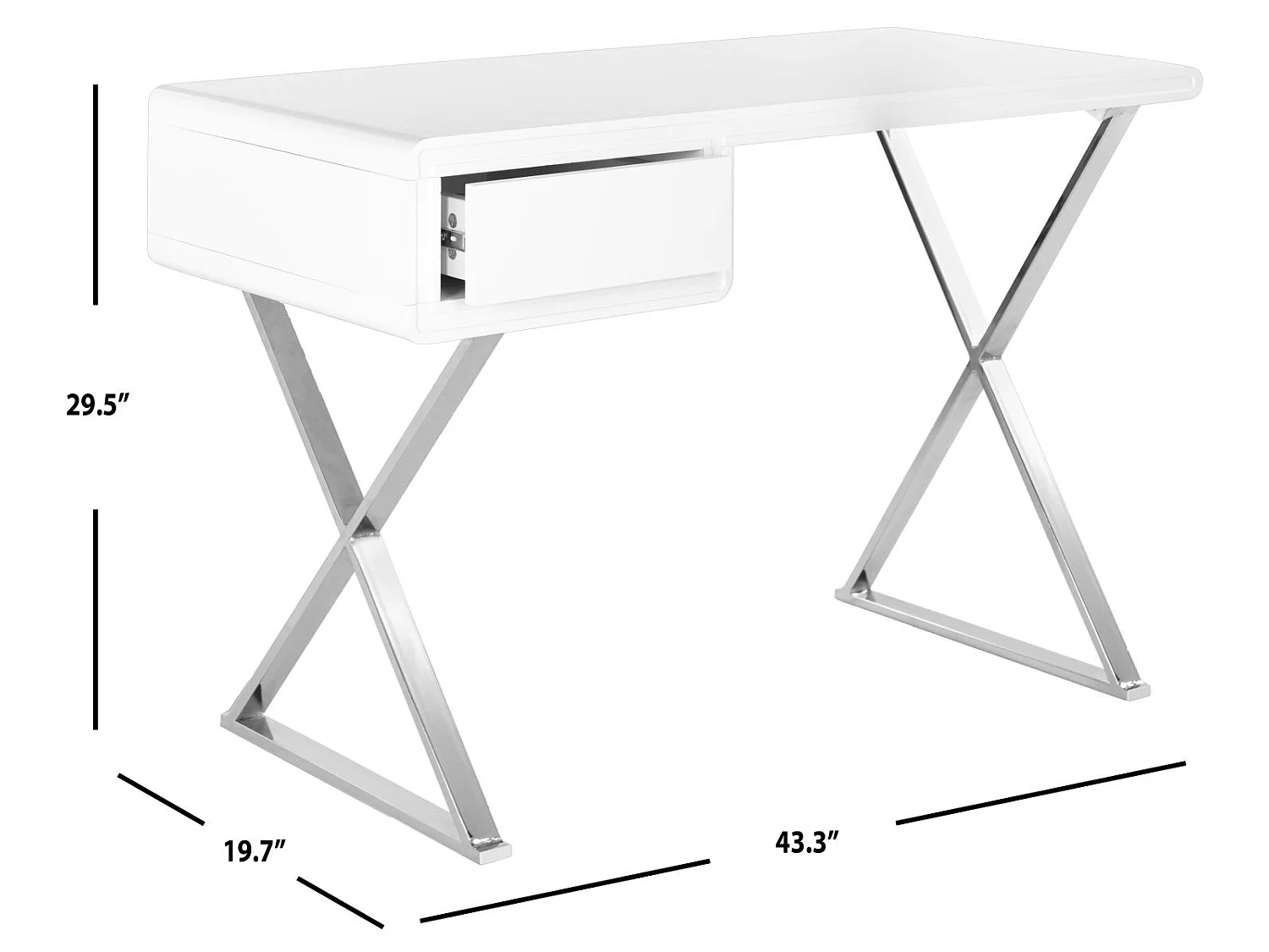 Bureau Blanc et chrome 50 X 110 X 74.93 cm - Litha