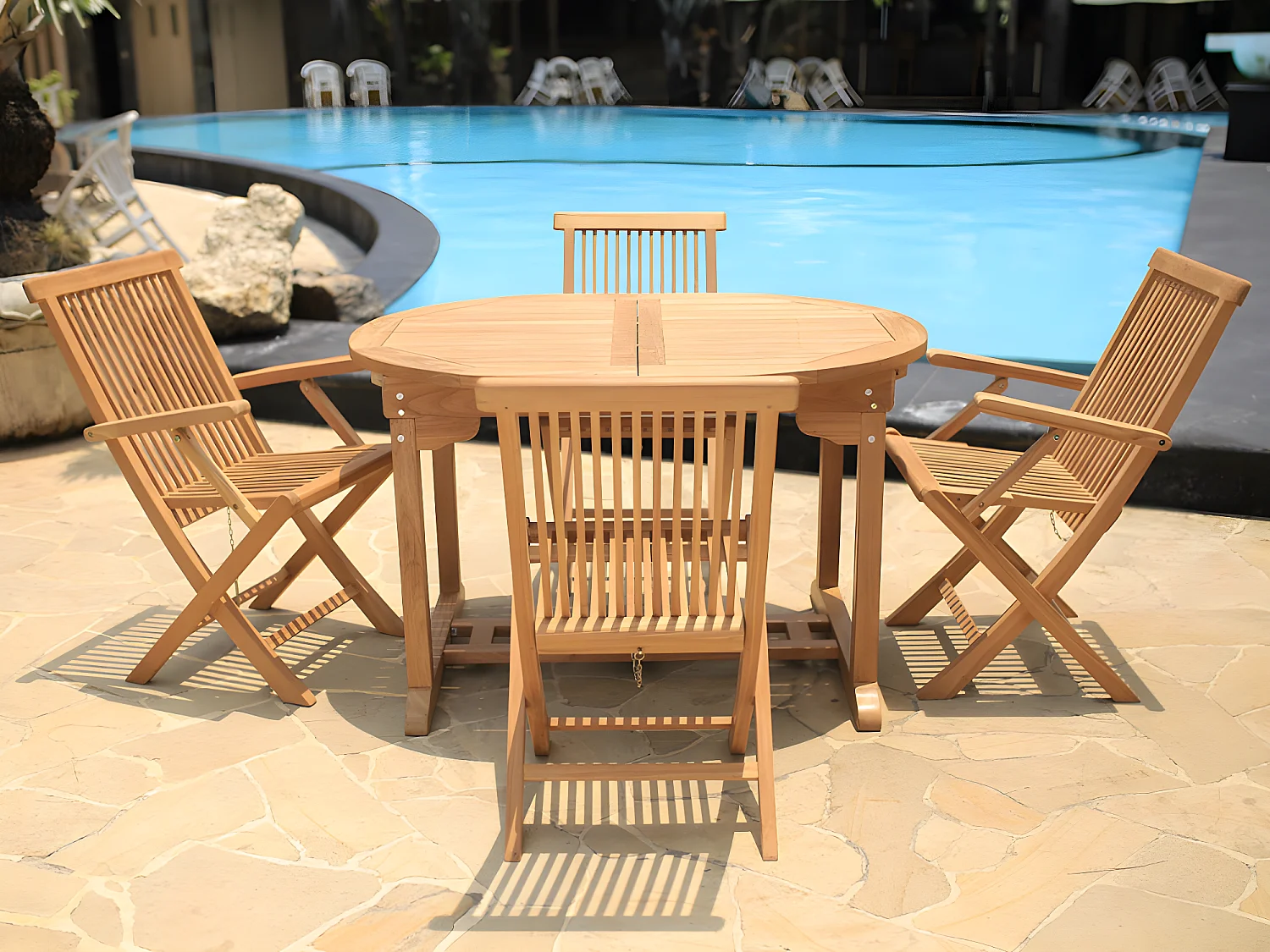 Uittrekbare tuineettafel BYBLOS - Teak - L120/170 cm 