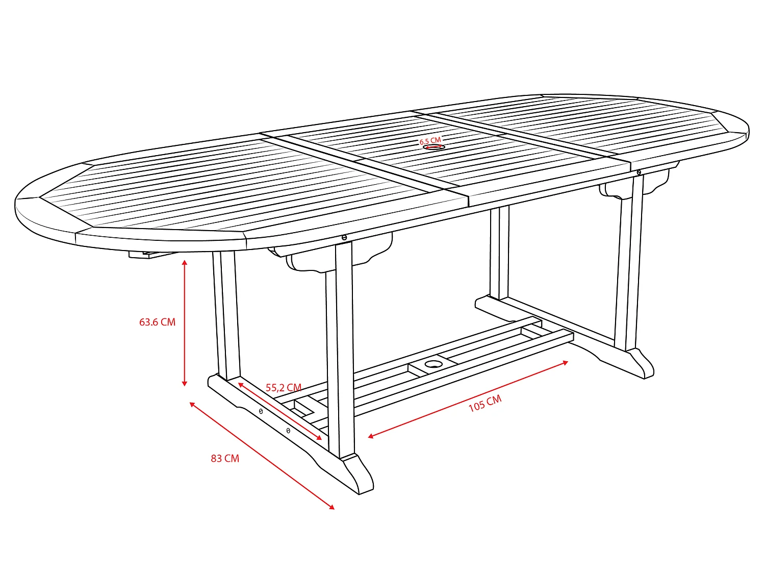 Mesa de jantar de jardim extensível - Teca - C180-240 cm - BYBLOS