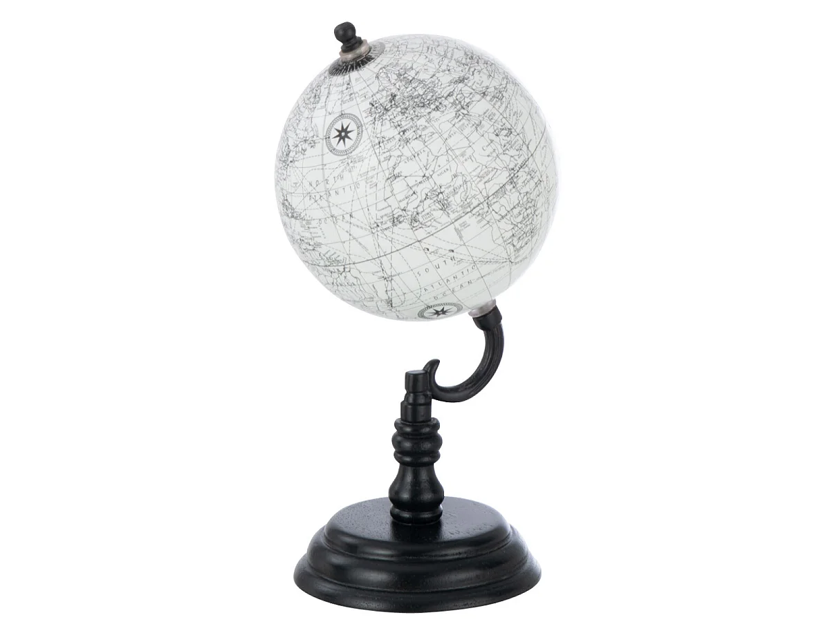 Globe sur Pied en Bois "Terrestre" 27cm Noir & Gris