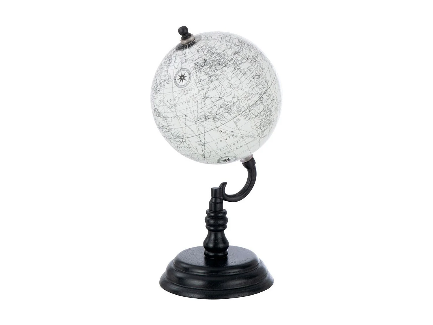 Globe sur Pied en Bois "Terrestre" 27cm Noir & Gris