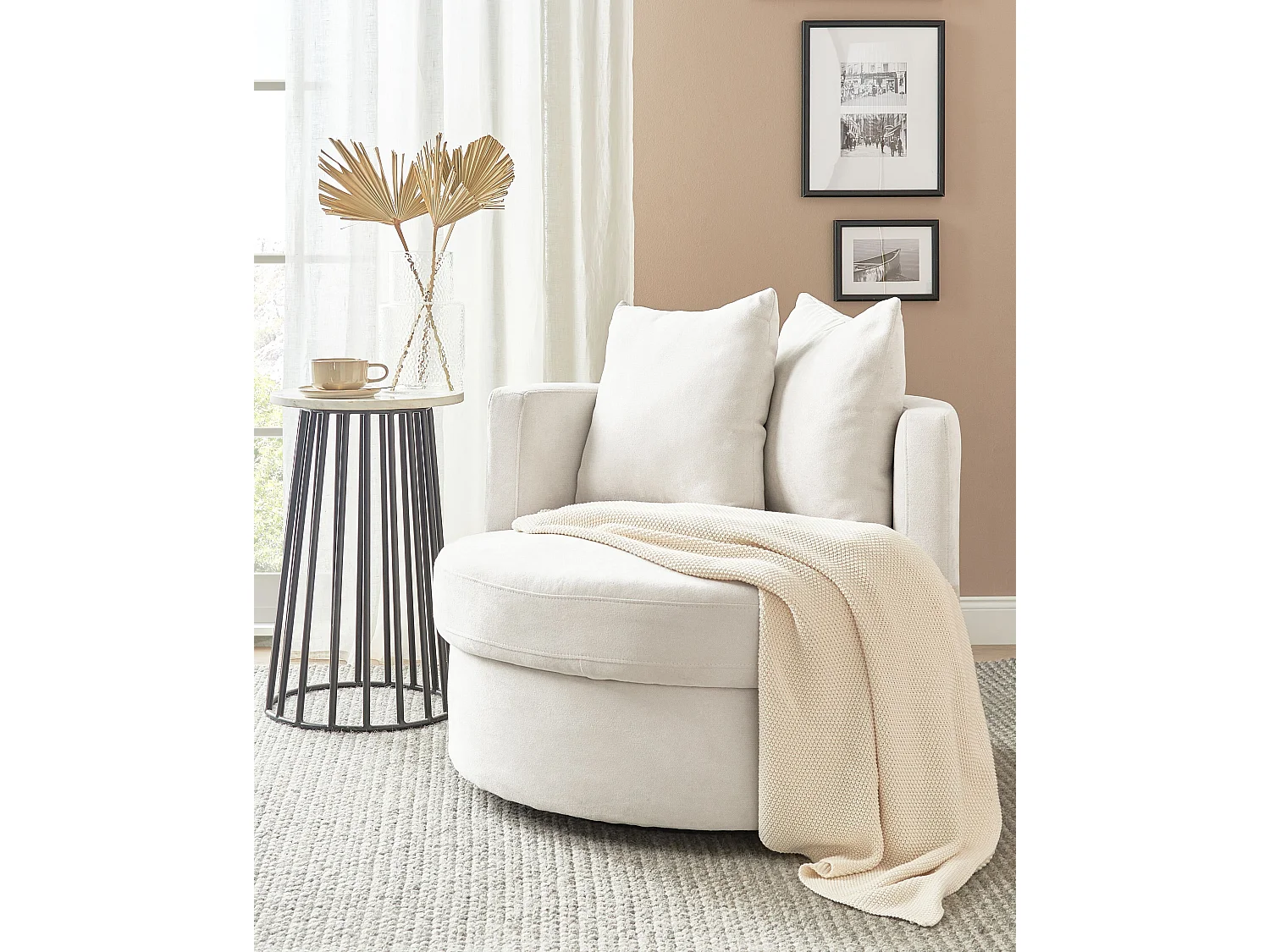 Fauteuil pivotant DALBY Tissu Beige clair