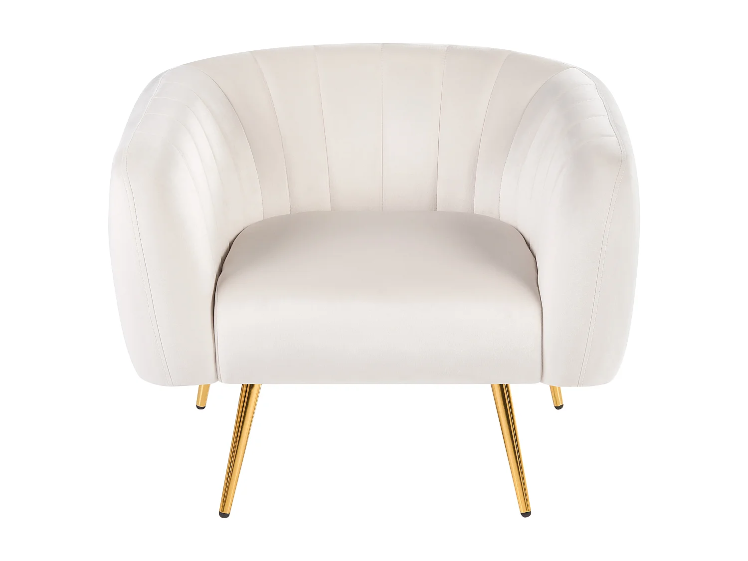 Polstersessel aus Samtstoff in Beige mit Armlehnen Metallgestell in Gold Laconia