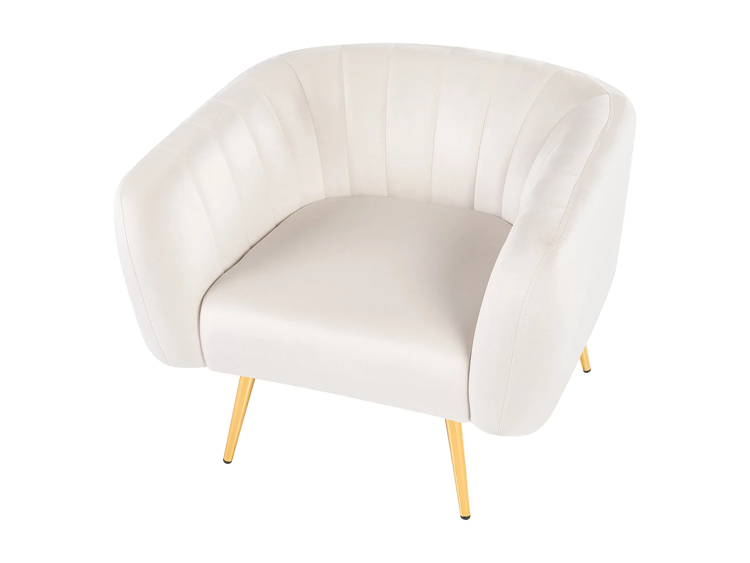 Polstersessel aus Samtstoff in Beige mit Armlehnen Metallgestell in Gold Laconia