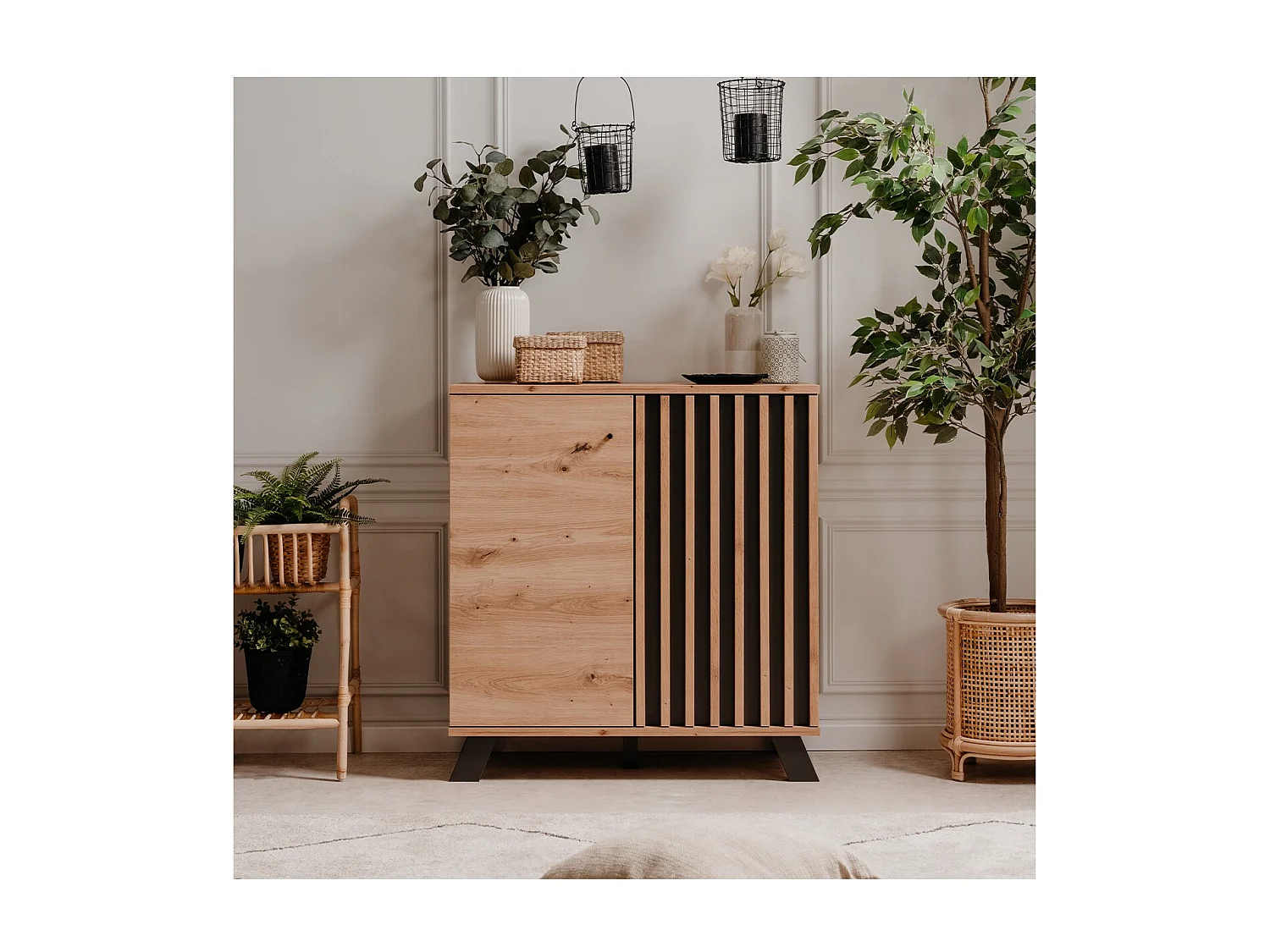 Buffet 2 Portes Décor Chêne Artisan L80 cm - LUBLIN