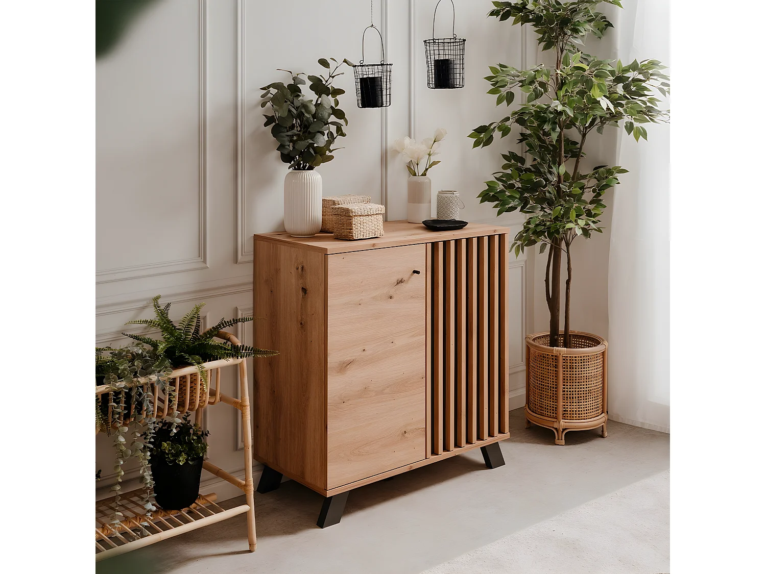 Buffet 2 Portes Décor Chêne Artisan L80 cm - LUBLIN