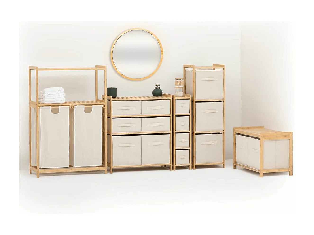 Meuble Étagère en Bambou avec 5 paniers H 144.3 cm