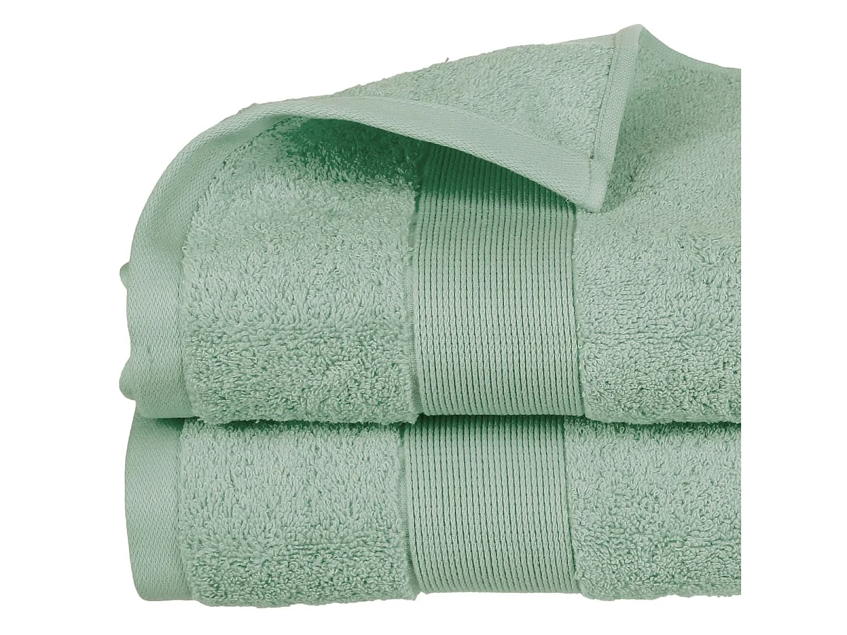 Lot de 2 Draps de bain en Coton Vert céladon tissu éponge 100 x 150 cm