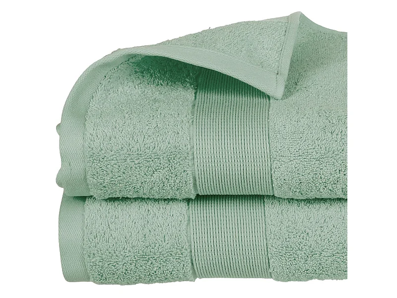 Lot de 2 Draps de bain en Coton Vert céladon tissu éponge 100 x 150 cm