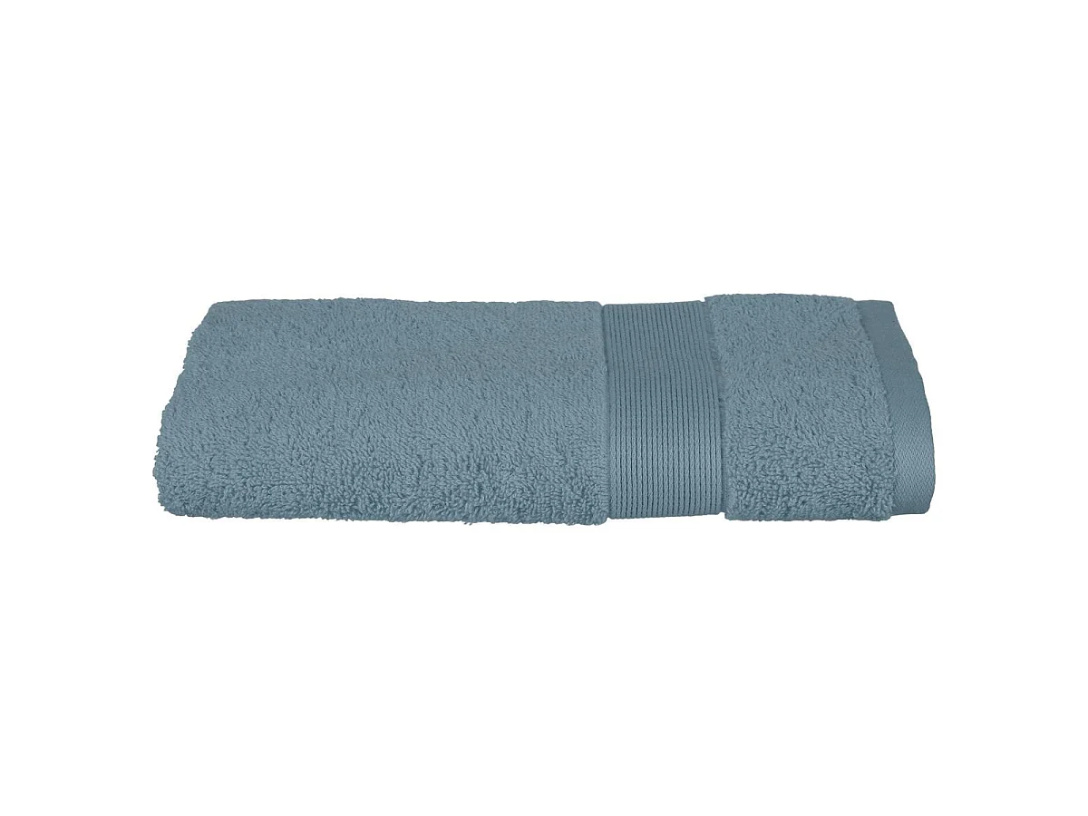 Lot de 2 Serviettes de toilette en Coton Bleu orage tissu éponge 50 x 90 cm