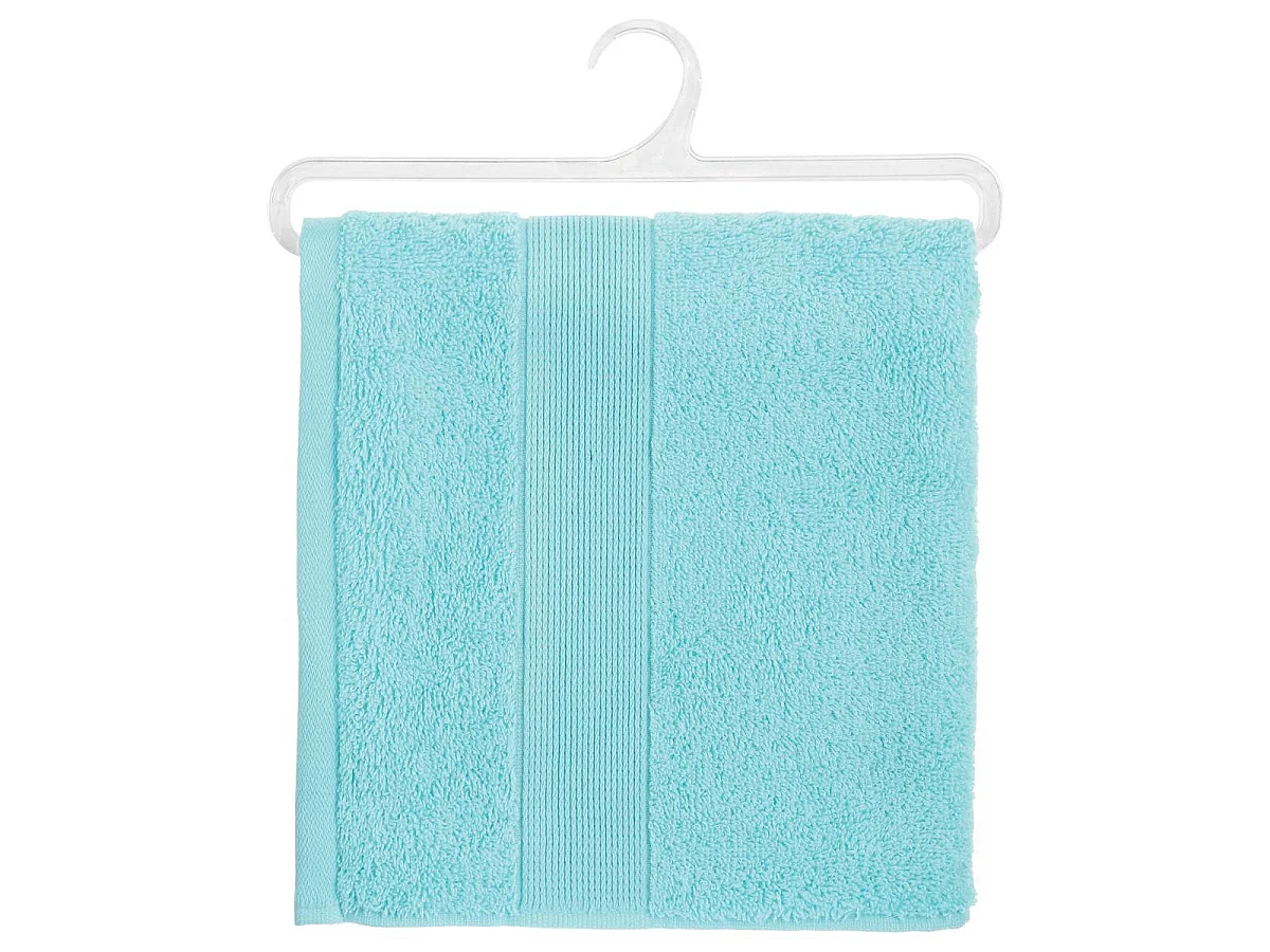 Lot de 2 Serviettes de toilette en Coton Bleu aqua tissu éponge 50 x 90 cm