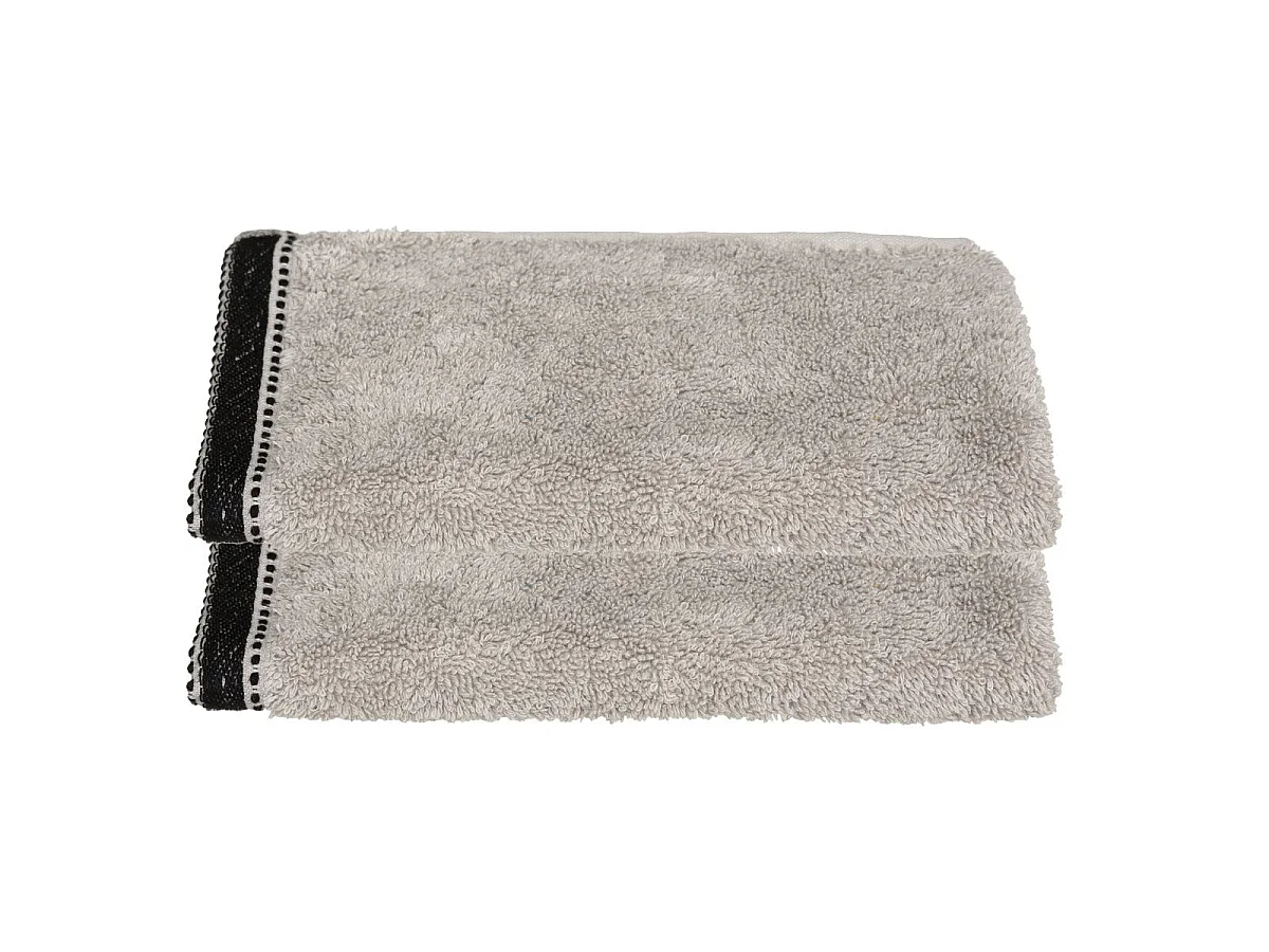 Lot de 2 Serviettes de toilette en Coton Beige Lin tissu éponge 30 x 50 cm