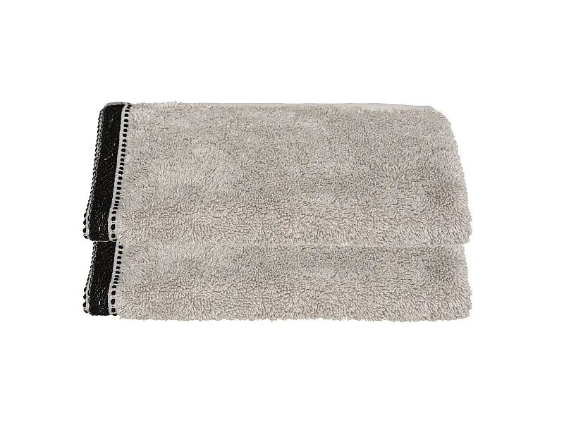 Lot de 2 Serviettes de toilette en Coton Beige Lin tissu éponge 30 x 50 cm