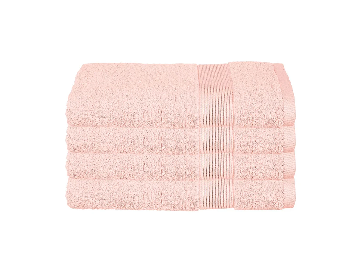 Lot de 4 Serviettes de toilette en Coton Rose tissu éponge 50 x 90 cm